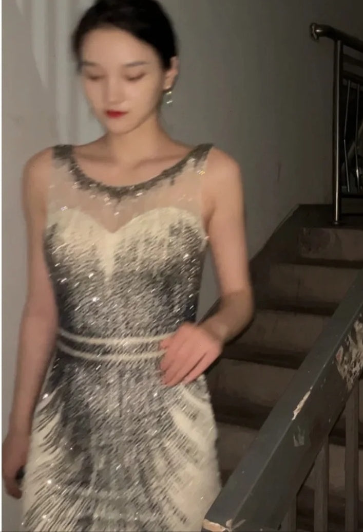 Robe de bal brillante à paillettes et col en cœur, robe de soirée sirène, robe de gala, robe de fête d'anniversaire, D3415