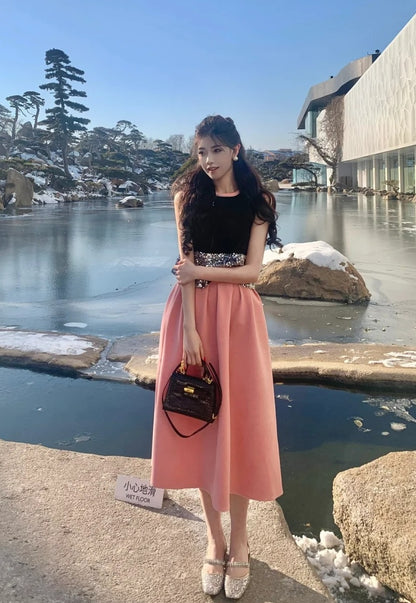 Elegant Prom Dress A Line Crew Neck Gala Evening Gown Dress Birthday Party Outfits    D4881