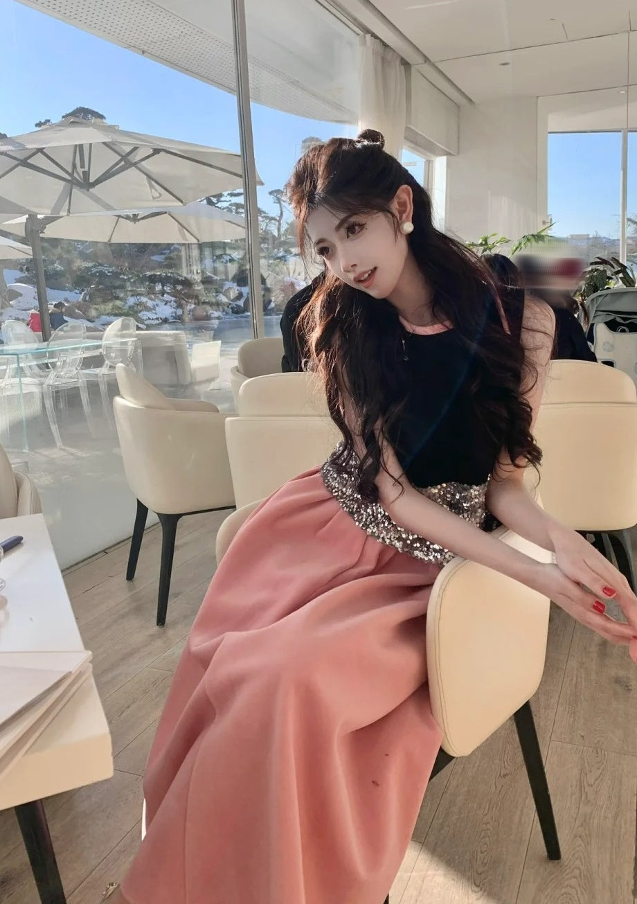 Elegant Prom Dress A Line Crew Neck Gala Evening Gown Dress Birthday Party Outfits    D4881