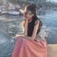 Elegant Prom Dress A Line Crew Neck Gala Evening Gown Dress Birthday Party Outfits    D4881