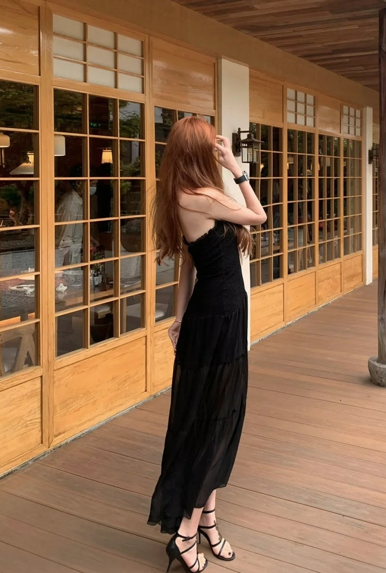 Elegant Prom Dress Black Strapless Gala Evening Gown Dress Birthday Party Outfits    D4882