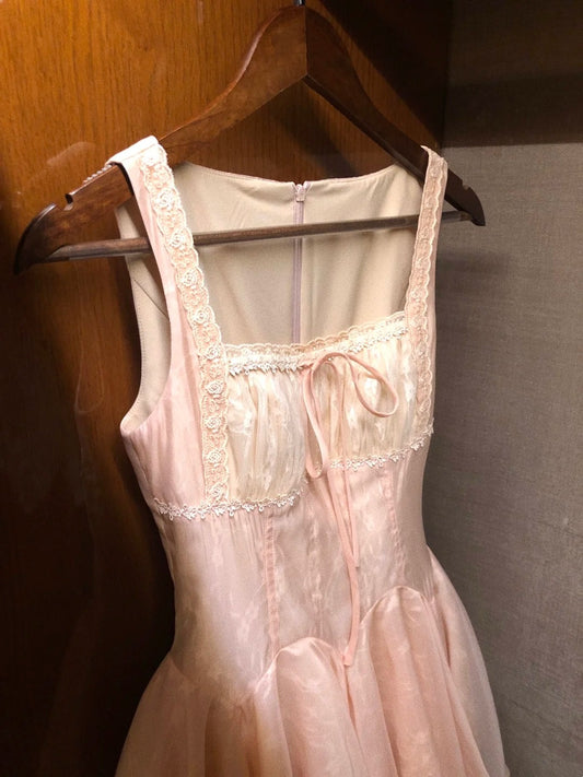 Cute Homecoming Dress Square Neck Pleated Short Back to School Prom Dress Birthday Outfits  D4883