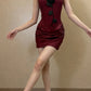 Burgundy Homecoming Dress Square Neck Pleated Short Party Dress Prom Dress Cocktail Outfits  D4887