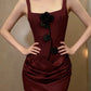 Burgundy Homecoming Dress Square Neck Pleated Short Party Dress Prom Dress Cocktail Outfits  D4887