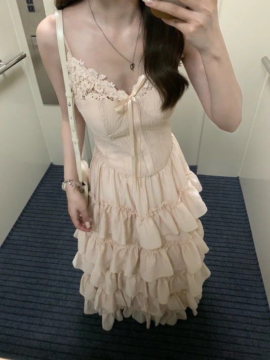 Beauty Prom Dress Spaghetti Straps Tiered Gala Evening Gown Dress Birthday Party Outfits    D4888