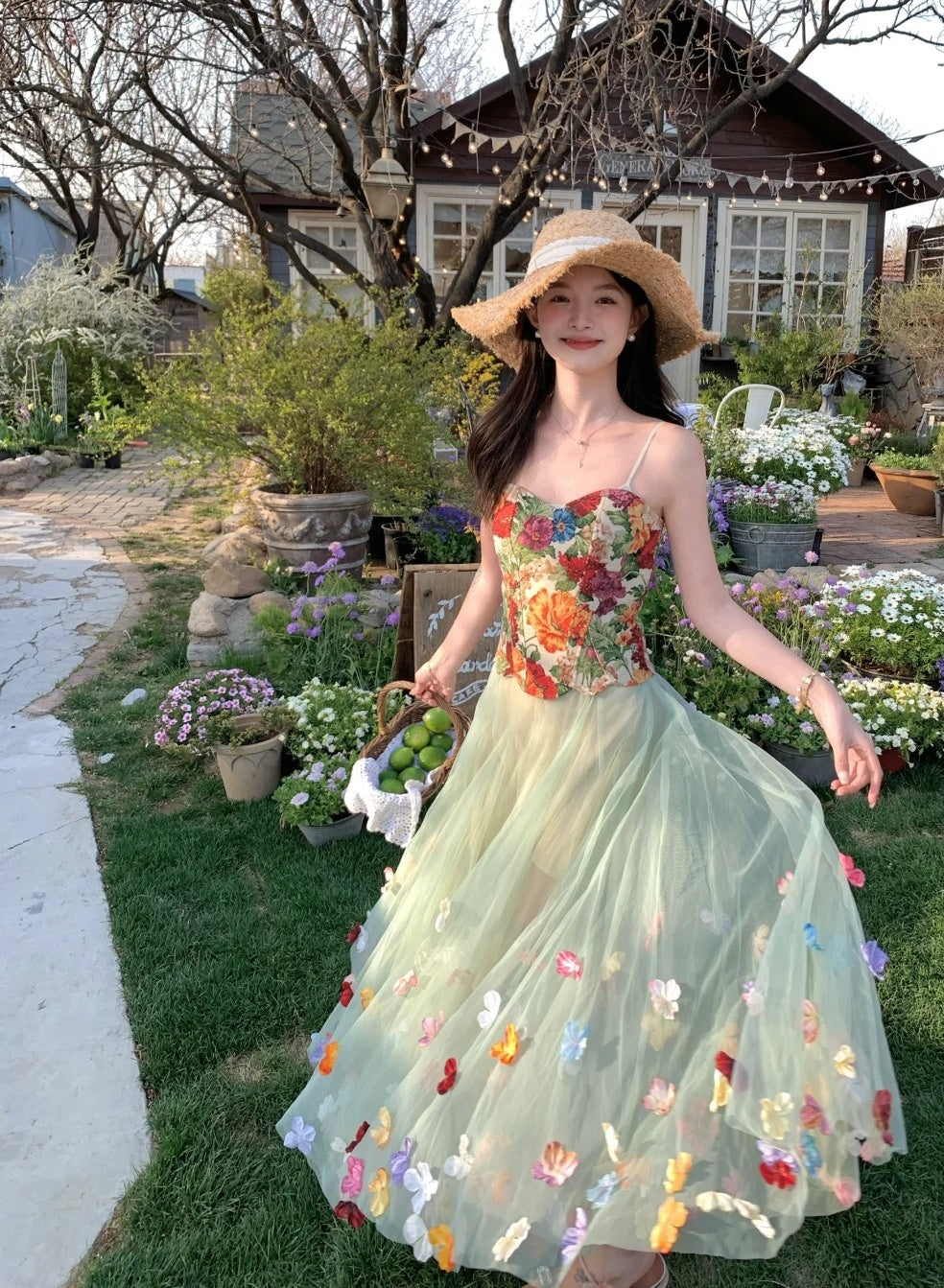 Colorful Prom Dress Sweetheart Tulle Floral Birthday Party Outfits Evening Gown Gala Dress     D4893