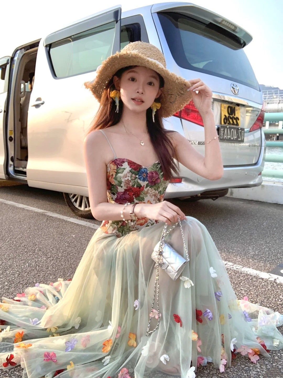 Colorful Prom Dress Sweetheart Tulle Floral Birthday Party Outfits Evening Gown Gala Dress     D4893