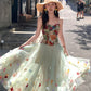 Colorful Prom Dress Sweetheart Tulle Floral Birthday Party Outfits Evening Gown Gala Dress     D4893