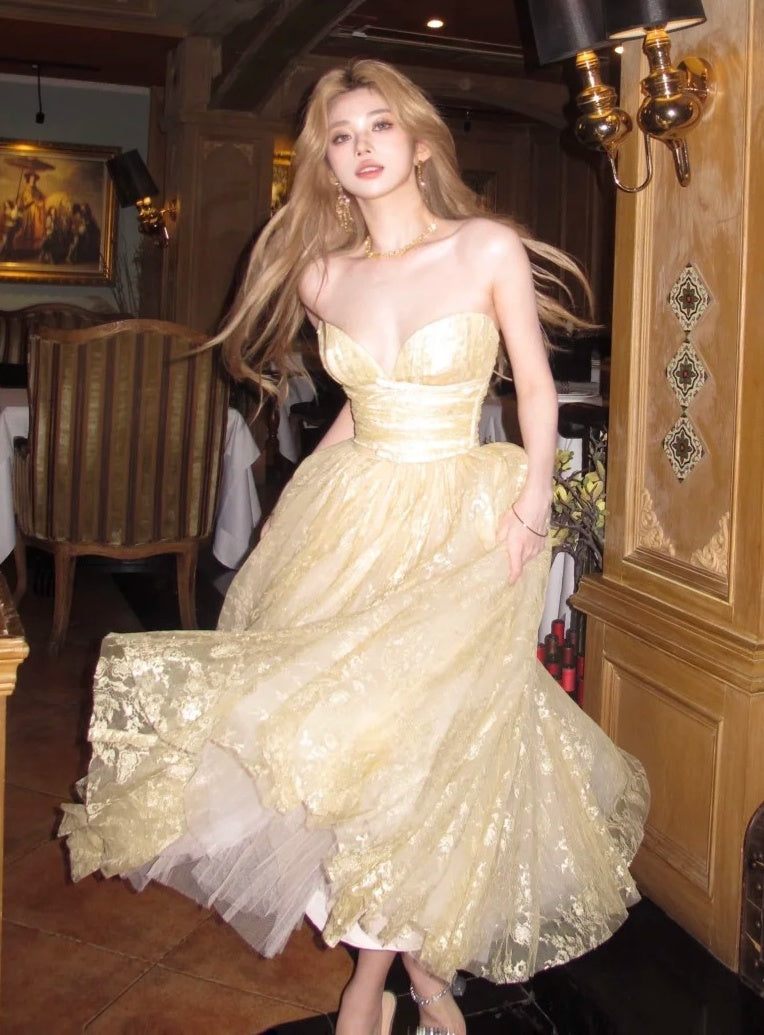 Shiny Prom Dress Sweetheart Tulle Pleated Birthday Party Outfits Gala Gown Evening Dress     D4895
