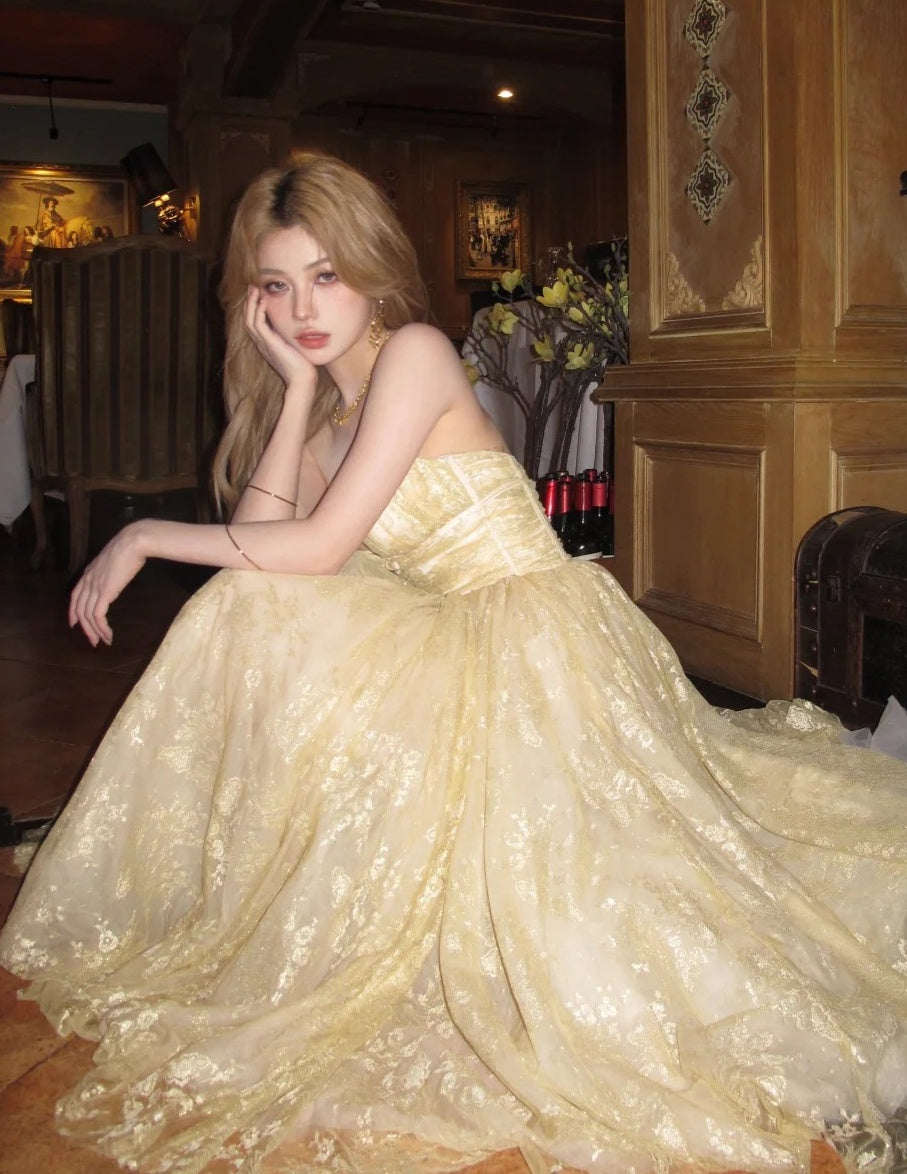 Shiny Prom Dress Sweetheart Tulle Pleated Birthday Party Outfits Gala Gown Evening Dress     D4895