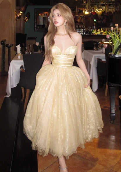 Shiny Prom Dress Sweetheart Tulle Pleated Birthday Party Outfits Gala Gown Evening Dress     D4895
