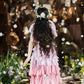 Beauty Prom Dress V-neck Tiered Birthday Party Outfits Pink Evening Gown Gala Dress     D4898