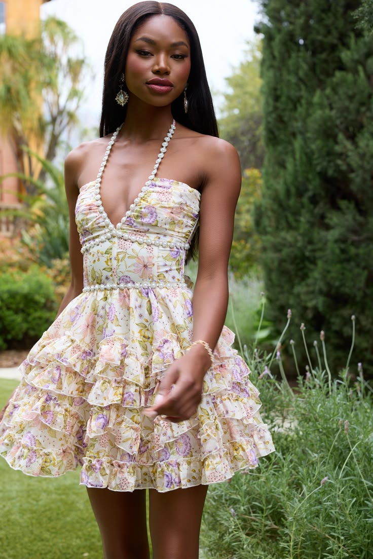 Charming Homecoming Dress V Neck Pearl Cascade Pleated Back to School Outfits Party Dress D7302