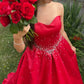Stunning Prom Dress Sweetheart Formal Outfits Beading Red Evening Gown Gala Dress     D4902