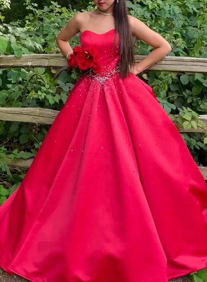 Stunning Prom Dress Sweetheart Formal Outfits Beading Red Evening Gown Gala Dress     D4902