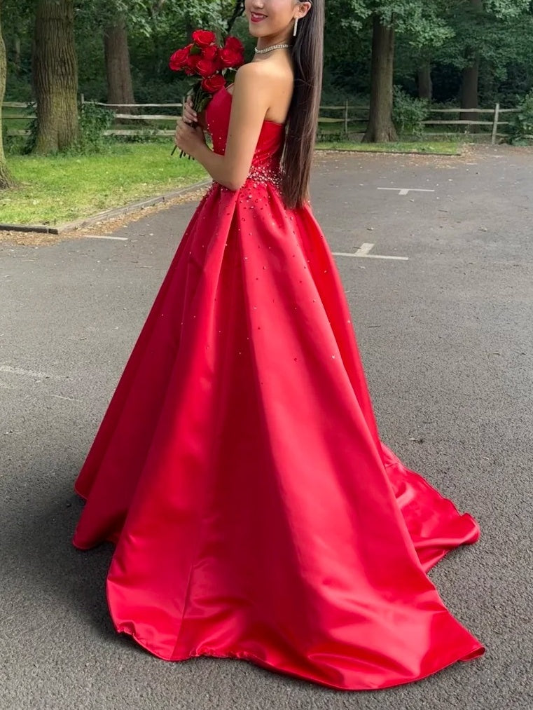 Stunning Prom Dress Sweetheart Formal Outfits Beading Red Evening Gown Gala Dress     D4902