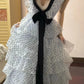 Chic Prom Dress Baby Blue V-neck Polka Dots Gala Dress Evening Gown Birthday Party Outfits    D4913