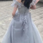 Beauty Prom Dress Off Shoulder Pleated Gala Gown Birthday Party Outfits Tulle Evening Dress    D4915