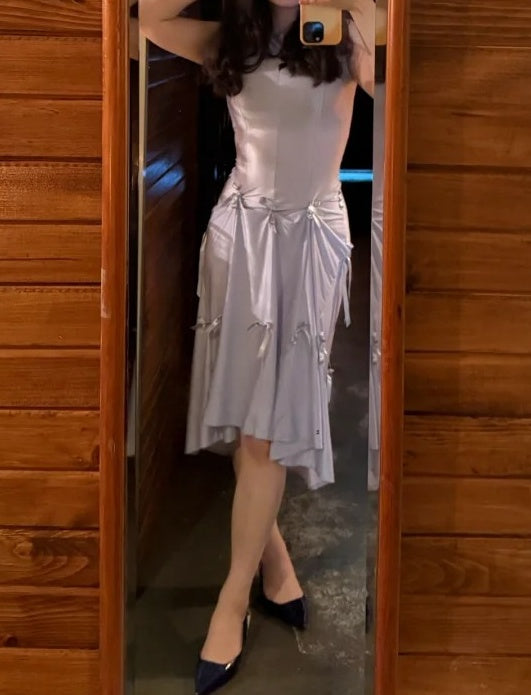 Charming Prom Dress Crew Neck Gala Gown Birthday Party Outfits Satin Evening Dress    D4916