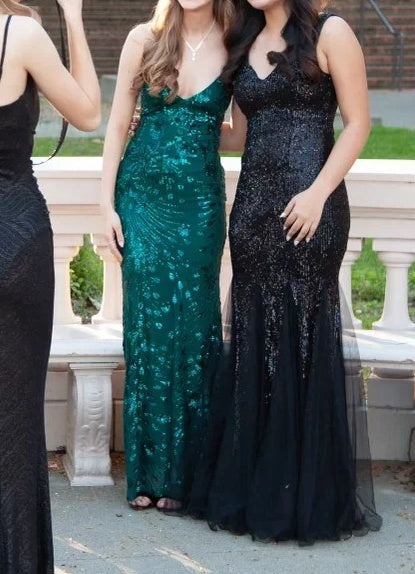 Shiny Prom Dress V-neck Sequins Mermaid Gala Gown Evening Dress Birthday Party Outfits    D4920