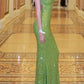 Shiny Prom Dress Green Spaghetti Straps Backless Gala Gown Evening Dress Birthday Party Outfits    D4922