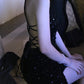 Sexy Prom Dress Black Spaghetti Straps Sequins Backless Gala Gown Evening Dress Birthday Party Outfits    D4923