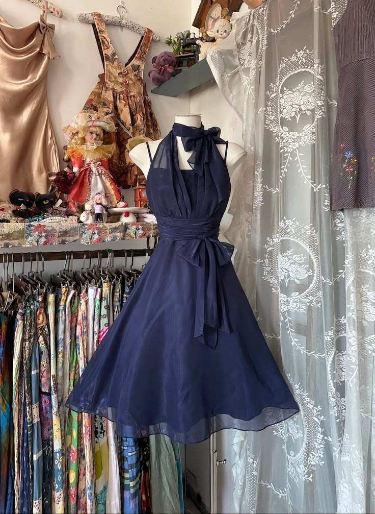 Navy Blue A Line V Neck Chiffon Short Homecoming Dress D7966