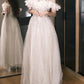 Elegant Prom Dress Off Shoulder Pleated Tulle Gala Gown Party Outfits Evening Dress   D4931