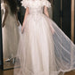Elegant Prom Dress Off Shoulder Pleated Tulle Gala Gown Party Outfits Evening Dress   D4931