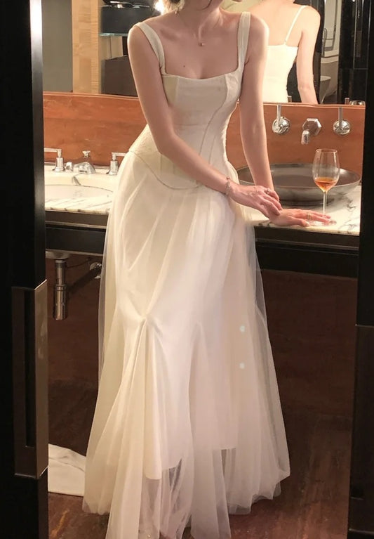 Beauty Prom Dress Spaghetti Straps Tulle Pleated Gala Gown Party Outfits Evening Dress   D4934