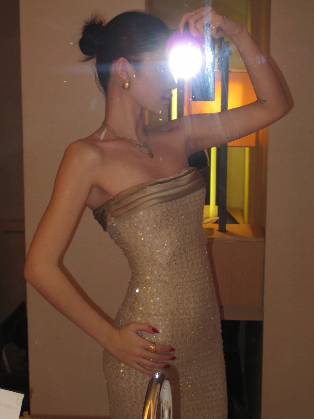 Sparking Prom Dress Strapless Sequins Gala Gown Birthday Party Outfits Evening Dresses   D4940