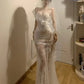 Glänzendes Ballkleid mit herzförmigem Pailletten-Meerjungfrauen-Abendkleid, Galakleid, Geburtstagspartykleid, D3415