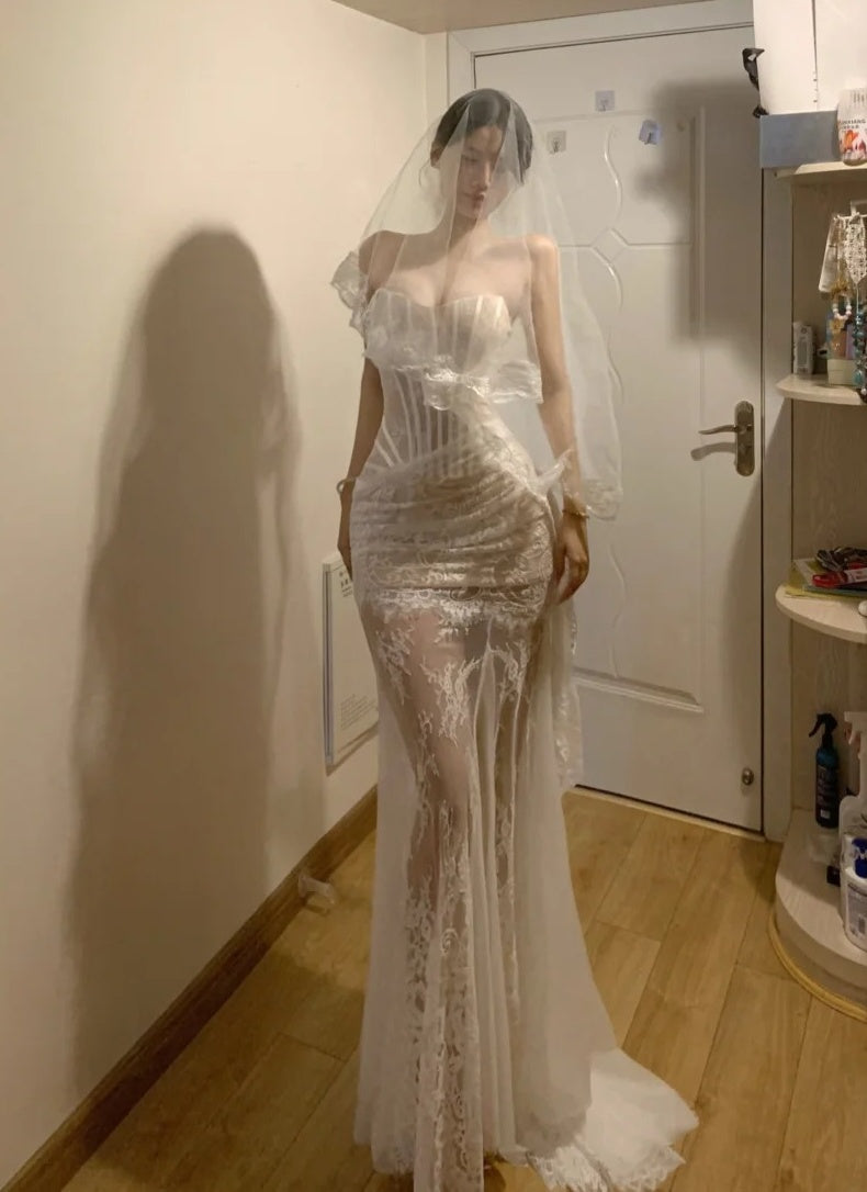 Glänzendes Ballkleid mit herzförmigem Pailletten-Meerjungfrauen-Abendkleid, Galakleid, Geburtstagspartykleid, D3415