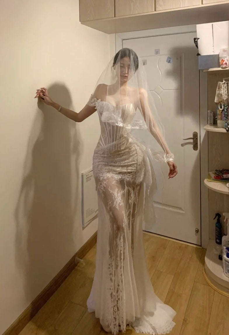 Glänzendes Ballkleid mit herzförmigem Pailletten-Meerjungfrauen-Abendkleid, Galakleid, Geburtstagspartykleid, D3415