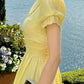 Elegant Prom Dress Light Yellow U-neck Pleated Party Outfits Gala Gown Evening Dresses   D4946