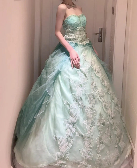 New Arrival Ball Gown Sweetheart Tulle Evening Gala Gown Prom Dresses Quinceanera Dress      D4955