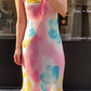 Fashion Prom Dress Chiffion V-neck Pleated Evening Dresses Print Gala Gown Cocktail Outfits       D4968