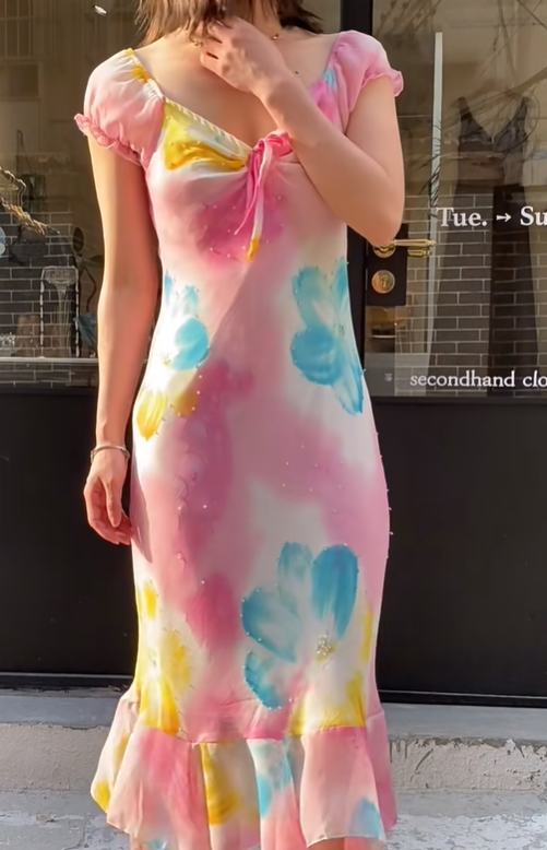 Fashion Prom Dress Chiffion V-neck Pleated Evening Dresses Print Gala Gown Cocktail Outfits       D4968