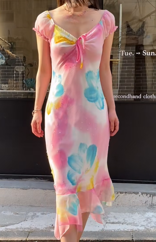 Fashion Prom Dress Chiffion V-neck Pleated Evening Dresses Print Gala Gown Cocktail Outfits       D4968