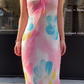 Fashion Prom Dress Chiffion V-neck Pleated Evening Dresses Print Gala Gown Cocktail Outfits       D4968