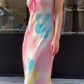 Fashion Prom Dress Chiffion V-neck Pleated Evening Dresses Print Gala Gown Cocktail Outfits       D4968