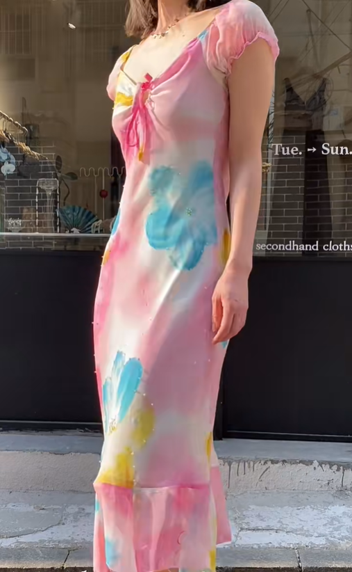 Fashion Prom Dress Chiffion V-neck Pleated Evening Dresses Print Gala Gown Cocktail Outfits       D4968