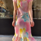 Fashion Prom Dress Chiffion V-neck Pleated Evening Dresses Print Gala Gown Cocktail Outfits       D4968