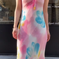 Fashion Prom Dress Chiffion V-neck Pleated Evening Dresses Print Gala Gown Cocktail Outfits       D4968