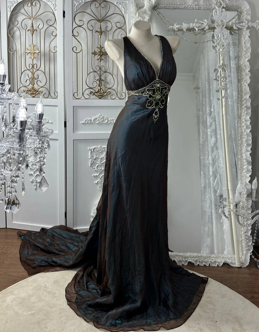 Robe de bal brillante à paillettes et col en cœur, robe de soirée sirène, robe de gala, robe de fête d'anniversaire, D3415