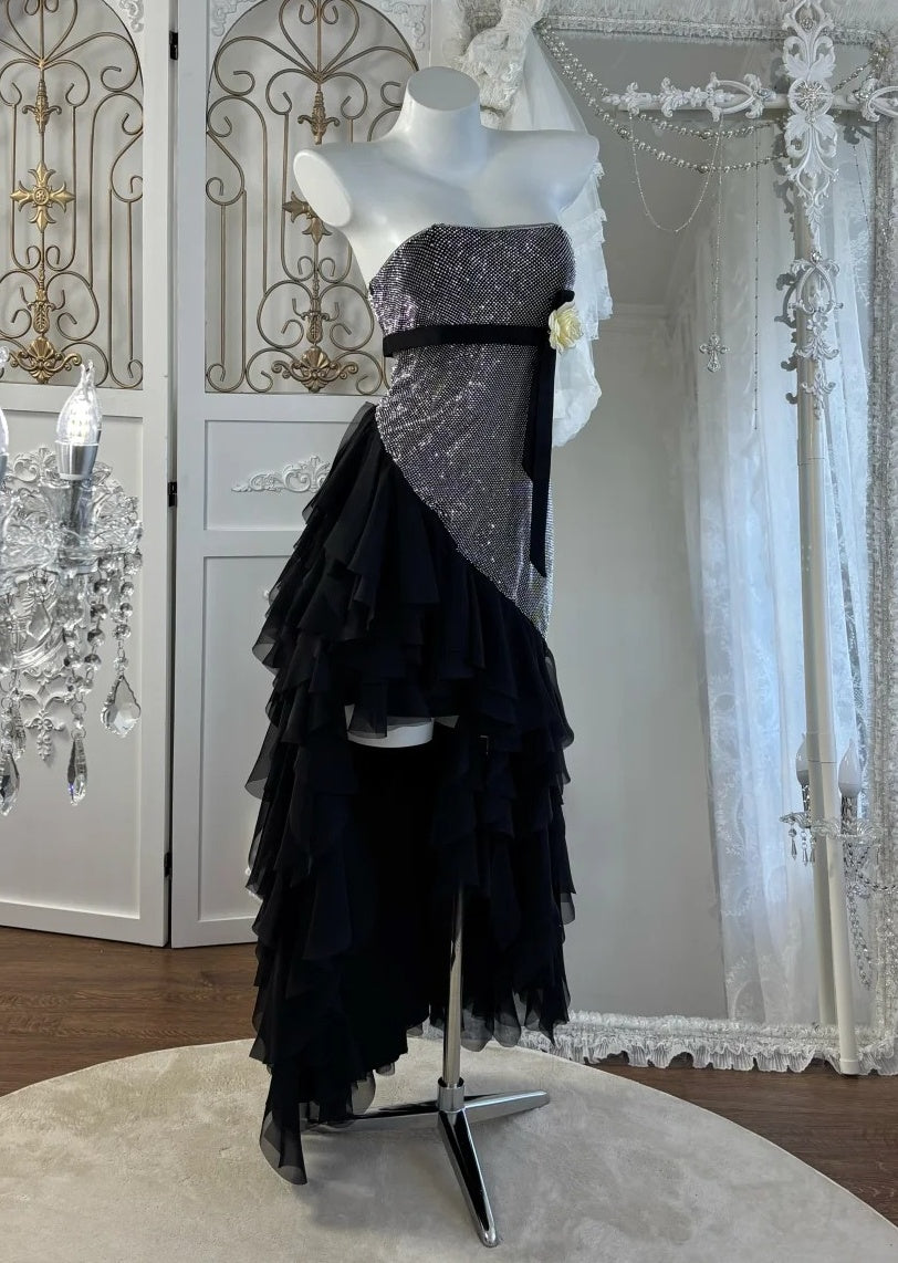 Glänzendes Ballkleid mit herzförmigem Pailletten-Meerjungfrauen-Abendkleid, Galakleid, Geburtstagspartykleid, D3415
