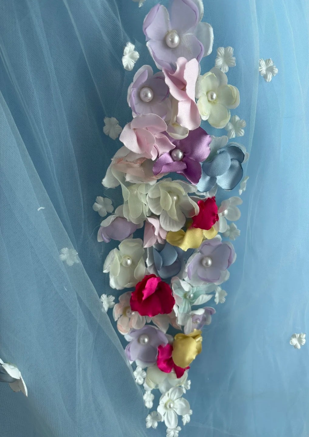 Robe de bal sublime bleu clair, col en V, tulle plissé, robe de soirée, robe de quinceañera, robe de bal D4654