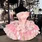 Unique Homecoming Dress Strapless Cascade Bowknot Back to School Outfits Party Dress  D7719