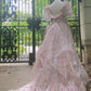 Charming Prom Dress Square Neck Print Pleated Evening Dress Gala Gown Cocktail Outfits       D4978