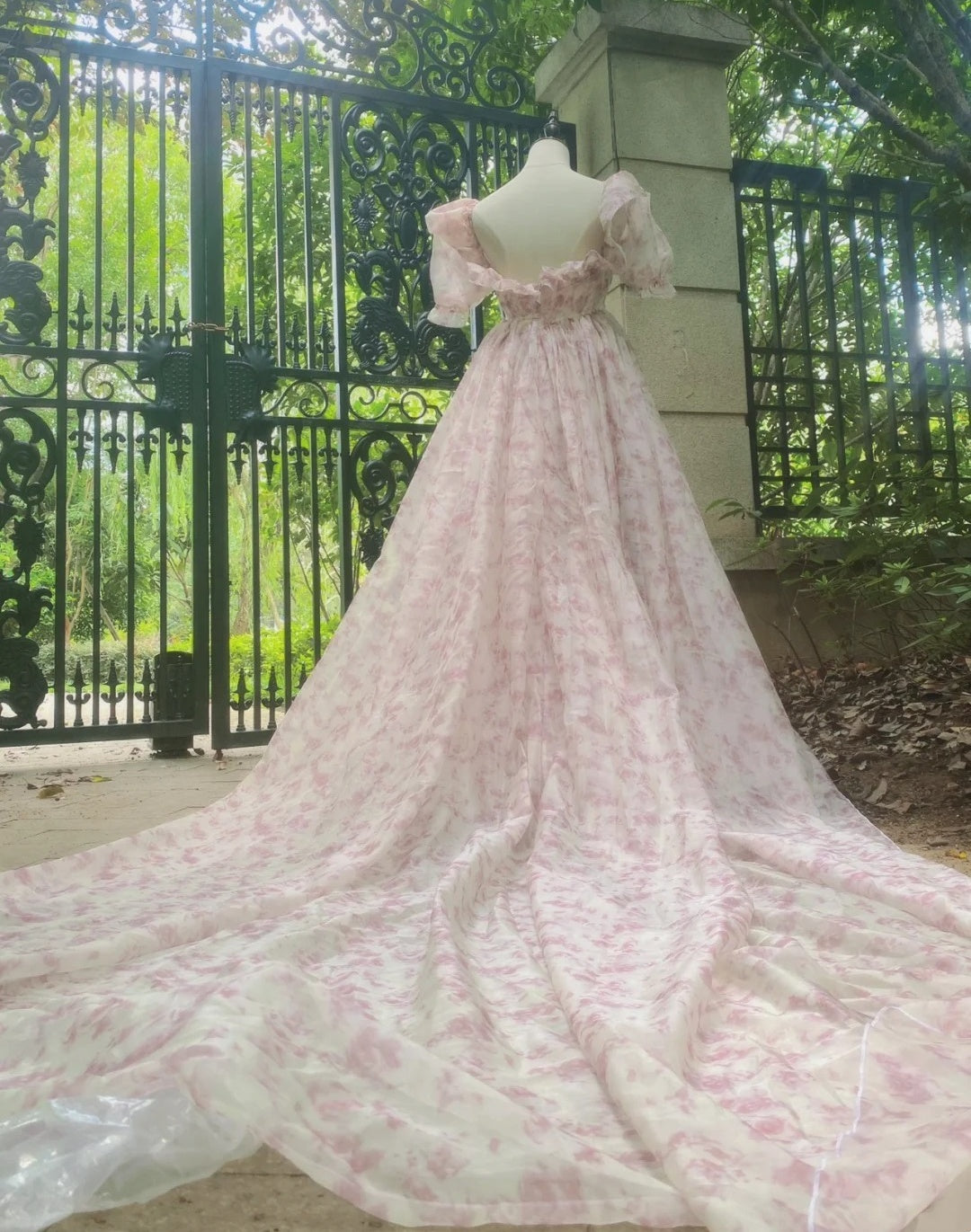 Charming Prom Dress Square Neck Print Pleated Evening Dress Gala Gown Cocktail Outfits       D4978